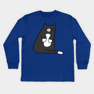 Cute Tuxedo Kitty Kids Long Sleeve T-Shirt